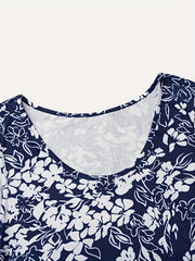 Floral Print Round Neck Casual Tank Dress with Pockets