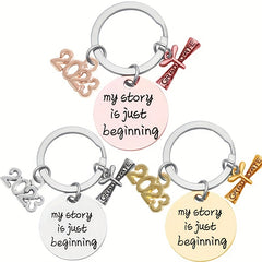 Boys Creative Pendant Keychain My Story Is Just Beginning Stainless Steel Gift