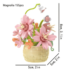 3D Mini Flowers Building Blocks Toys Magnolia Rose Sunflower Violet Flower