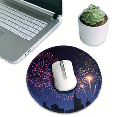 Fireworks Pattern Round 20x20cm Game Mouse Pad with Rubber Seam Border