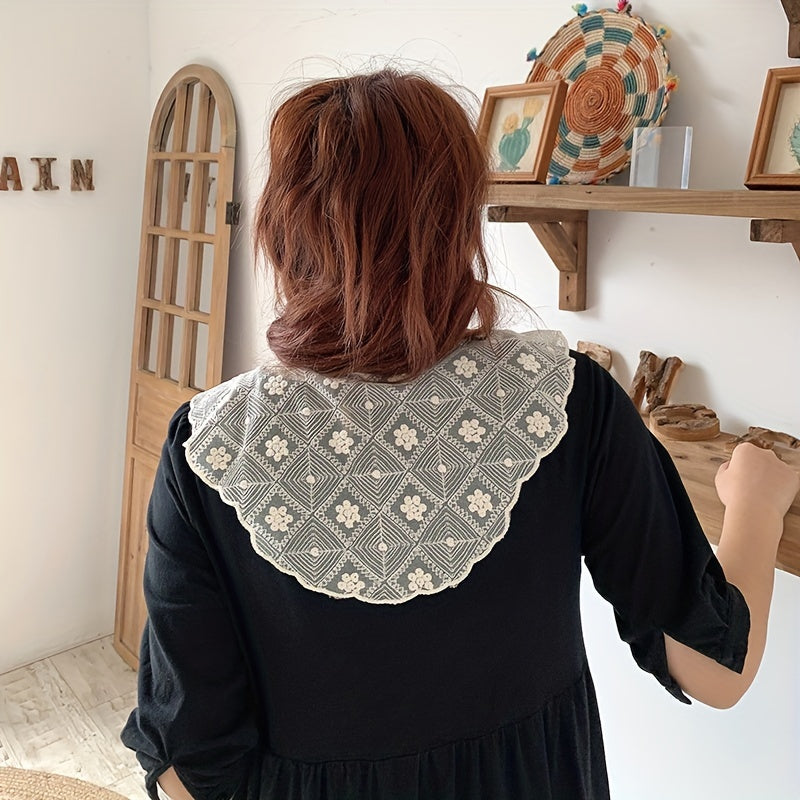 Cotton Lace Triangle Scarf with Lace Up Shawl