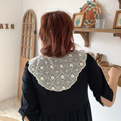Cotton Lace Triangle Scarf with Lace Up Shawl