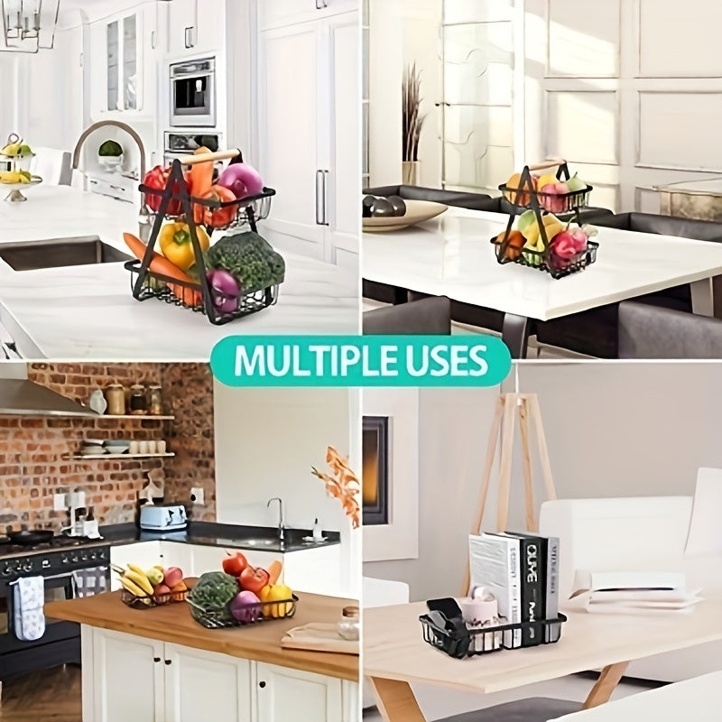 Double Layer Storage Basket for Kitchen, Living Room