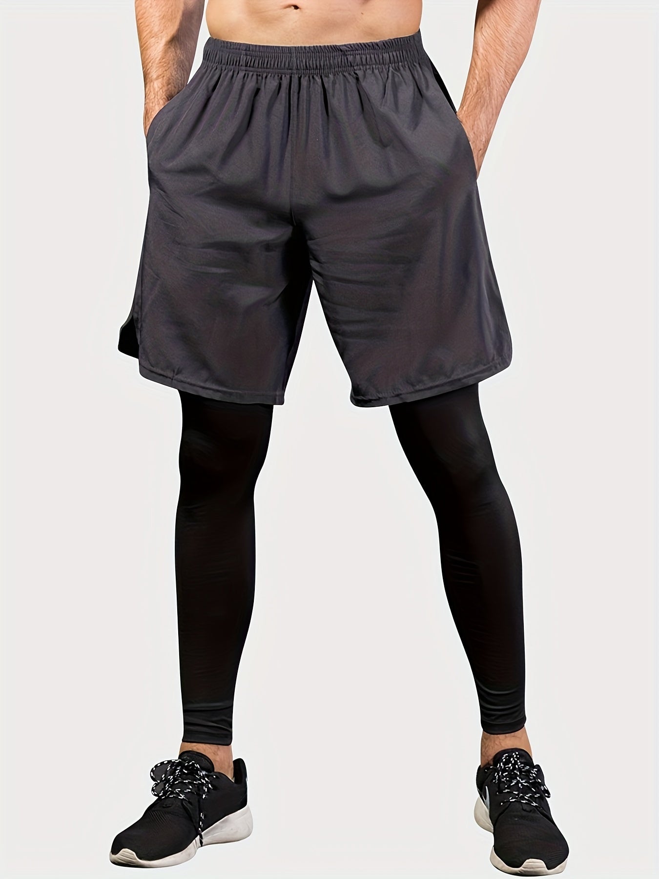 Men's 2 In 1 Running Shorts Quick Dry Athletic Shorts With Liner Leggings