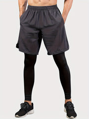Men's 2 In 1 Running Shorts Quick Dry Athletic Shorts With Liner Leggings