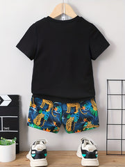 Leopard Print T Shirt And Shorts Set for Kids