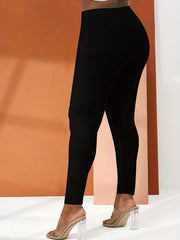 High Rise Elastic Skinny Pants Women's Plus Leggings