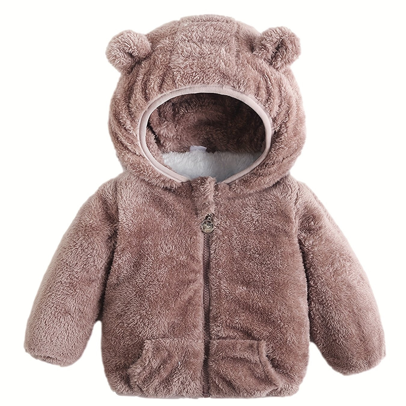 Infant Double Layer Fleece Hooded Jacket Zipper Coat