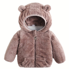 Infant Double Layer Fleece Hooded Jacket Zipper Coat
