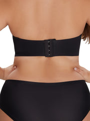 Plus Size Front Closure Padded Bandeau Bra With Translucent Straps