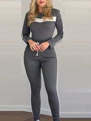Striped Print Casual Two-piece Set