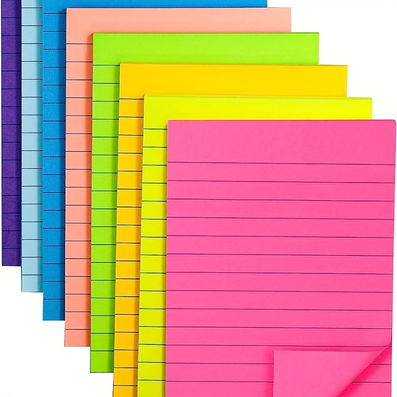 8pcs Lined Sticky Notes Post 8 Colors Self Sticky Notes Pad