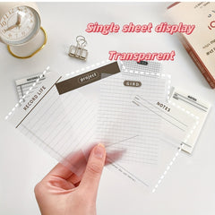 50 Sheets Transparent Plan Sticky Notes Key Grid Horizontal Lines