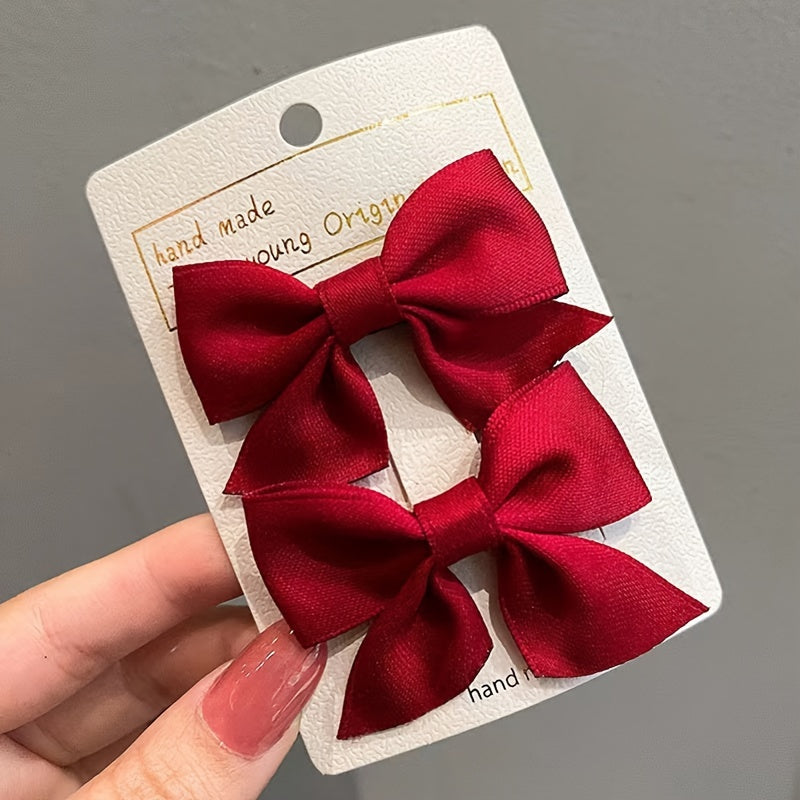 2pcs Girls Hair Clip Bow Hairpin Side Clip Headwear Hair Accessories