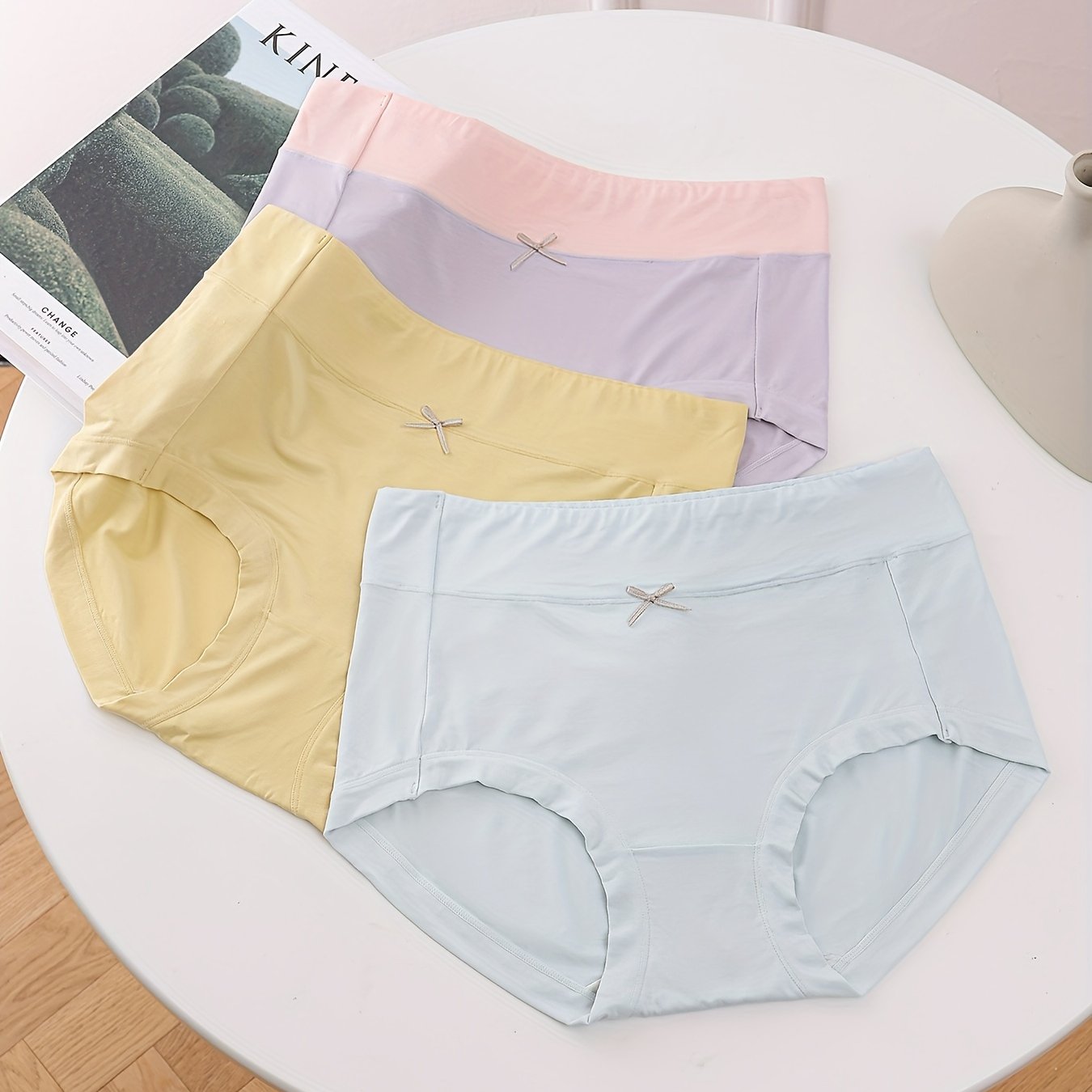 3 Pack Plus Size Seamless Mid Waisted Panties Set