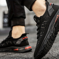 Men's Slip-On Sneakers with Shoelaces Lightweight Breathable Shoes