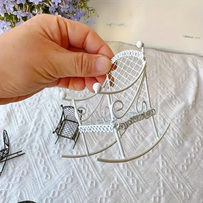 Mini Metal Rocking Chair for Dollhouse - Home Decor & Holiday - Age 14+