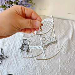 Mini Metal Rocking Chair for Dollhouse - Home Decor & Holiday - Age 14+