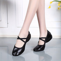 Women's Solid Cross Strap Soft Sole Ballet Dance Shoes