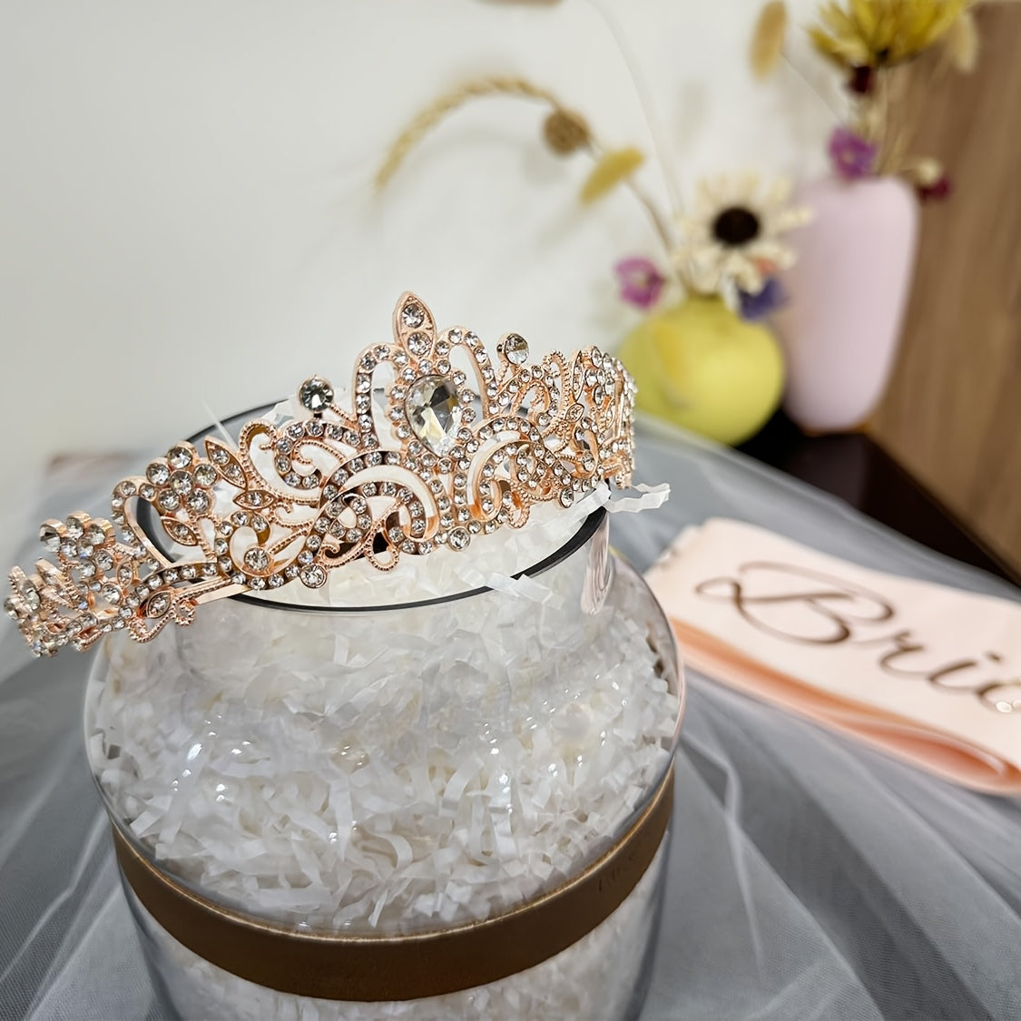 Bachelorette Party Decorations Bridal Shower Crown Bride to Be Sash&Veil