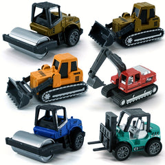 4pcs Colorful Diecast Engineering Car Set Fire Truck Forklift Excavator Roller