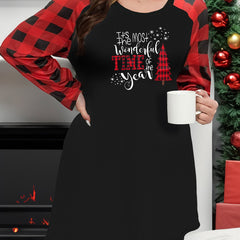 Christmas Tree & Slogan Loungewear Dress Women's Plus