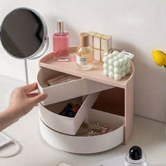 Rotatable Jewelry Storage Box Dustproof Layer for Makeup and Accessories