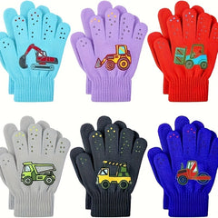 6 Pairs Kids Knitted Gloves Winter Warm Boys Girls