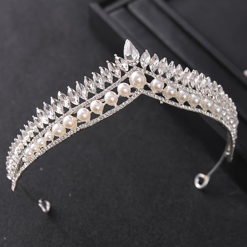 Pearl Wedding Tiara Silver Bridal Tiara Pearl Wedding Crown Romantic
