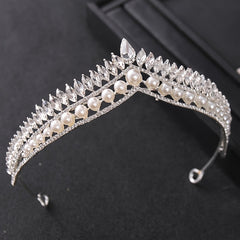 Pearl Wedding Tiara Silver Bridal Tiara Pearl Wedding Crown Romantic