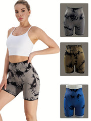 Tie Dye High Waist Hip Lifting Yoga Shorts Women's Activewear