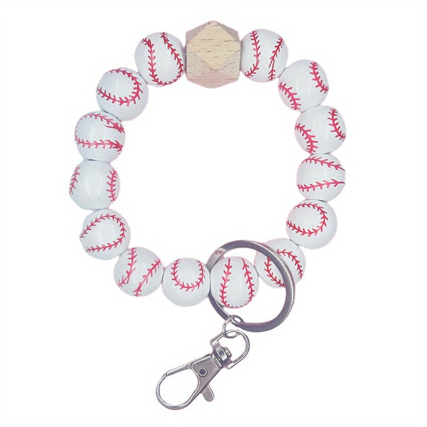 Sports Beaded Keychain Bracelet Baseball Volleyball Basketball Soccer Ten