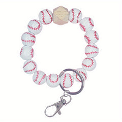 Sports Beaded Keychain Bracelet Baseball Volleyball Basketball Soccer Ten