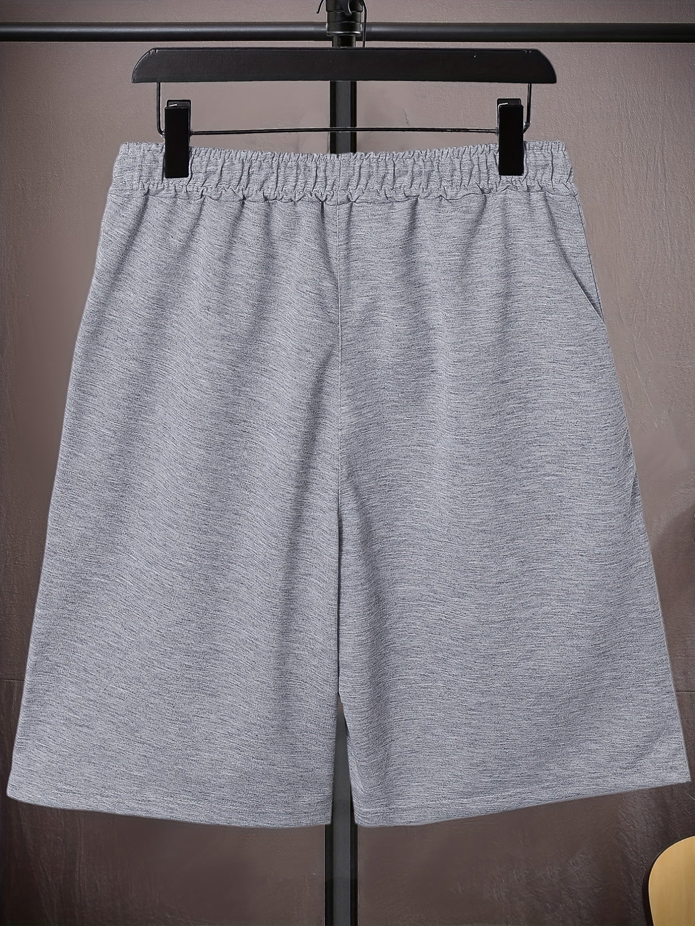 Letter Print Casual Mid Stretch Graphic Drawstring Shorts Men's Shorts