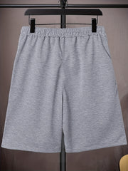 Letter Print Casual Mid Stretch Graphic Drawstring Shorts Men's Shorts