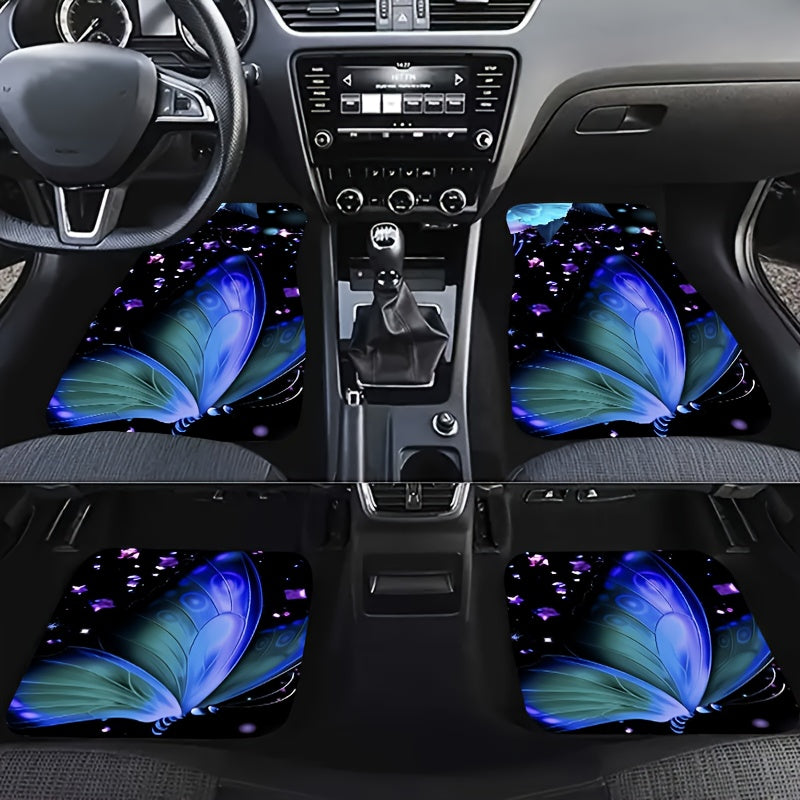 4pcs Galaxy Butterfly Car Floor Mats Water Absorbent Non Slip
