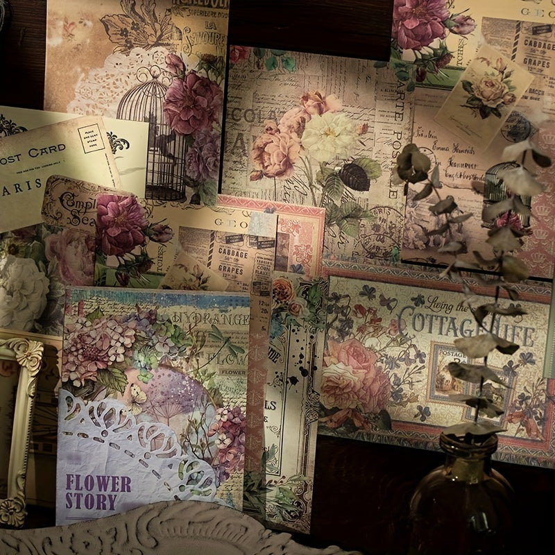 36 Sheets Retro Sweet Flowers Decoration Paper Variety Can Be Collaged