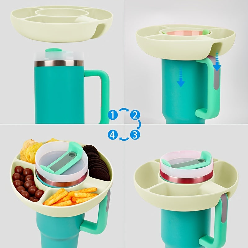 Silicone Snack Bowl For 40oz Tumbler with Handle & 4 Compartments
