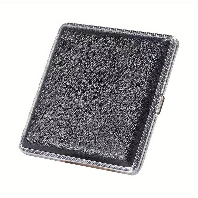 20 Pack Metal Clip Leather Cigarette Case Flip Cover Square Keychain