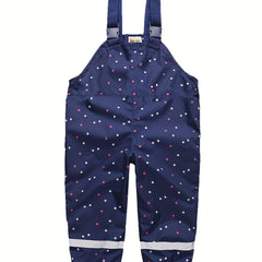 Girls' Star Print Overalls & Rain Pants Set