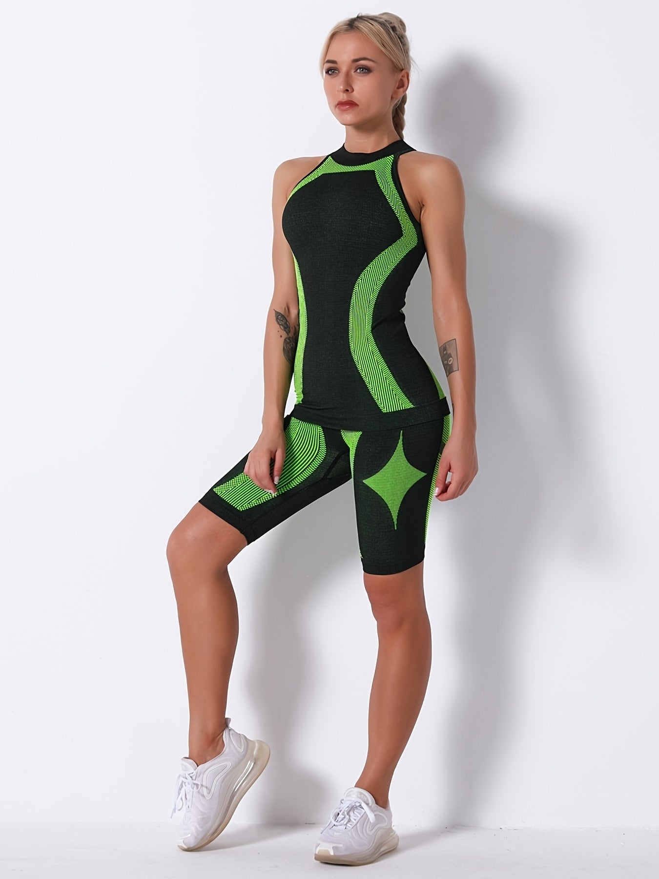Seamless Yoga Set Sleeveless Top & Shorts Sport Suit Women's Activewear