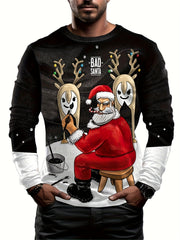 Christmas Santa Claus Print Men's Long Sleeve T-shirt