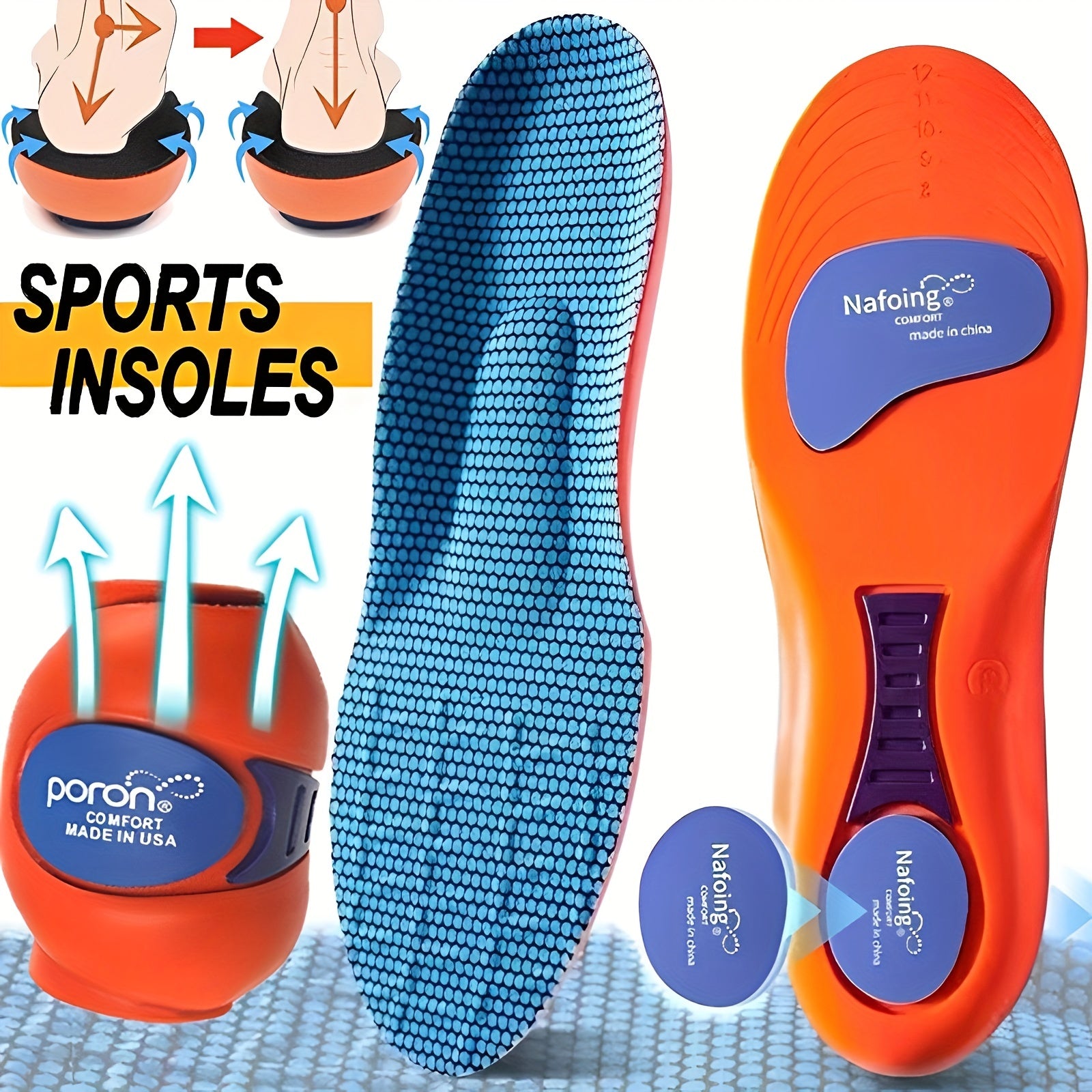 Breathable Sports Insoles, Shock Absorption Running Insoles