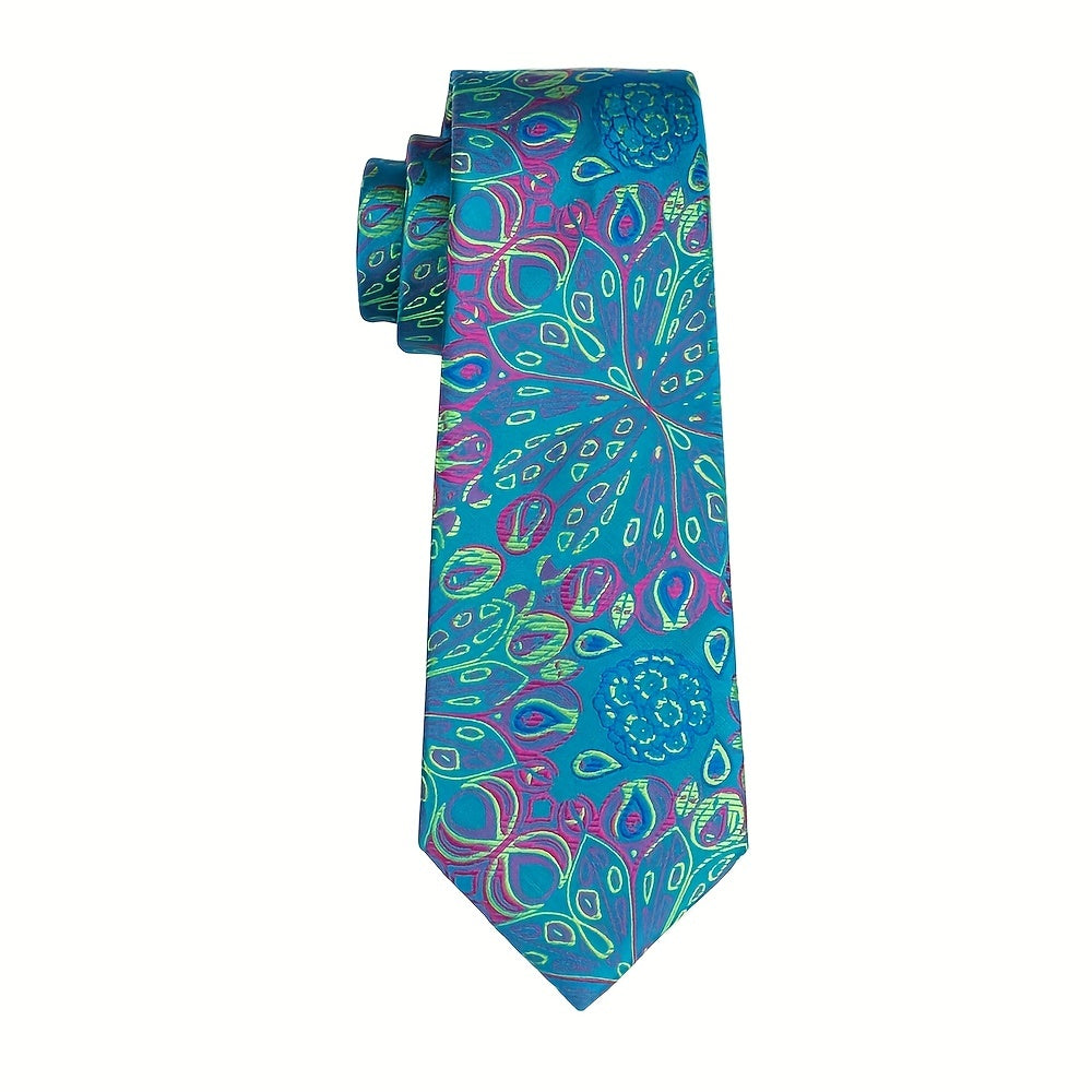 Men's Tie Floral Necktie Handkerchief Clip Set