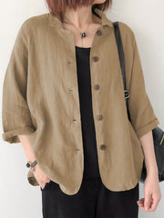 Button Front Jackets Casual Turn Down Collar Long Sleeve Solid Outerwear