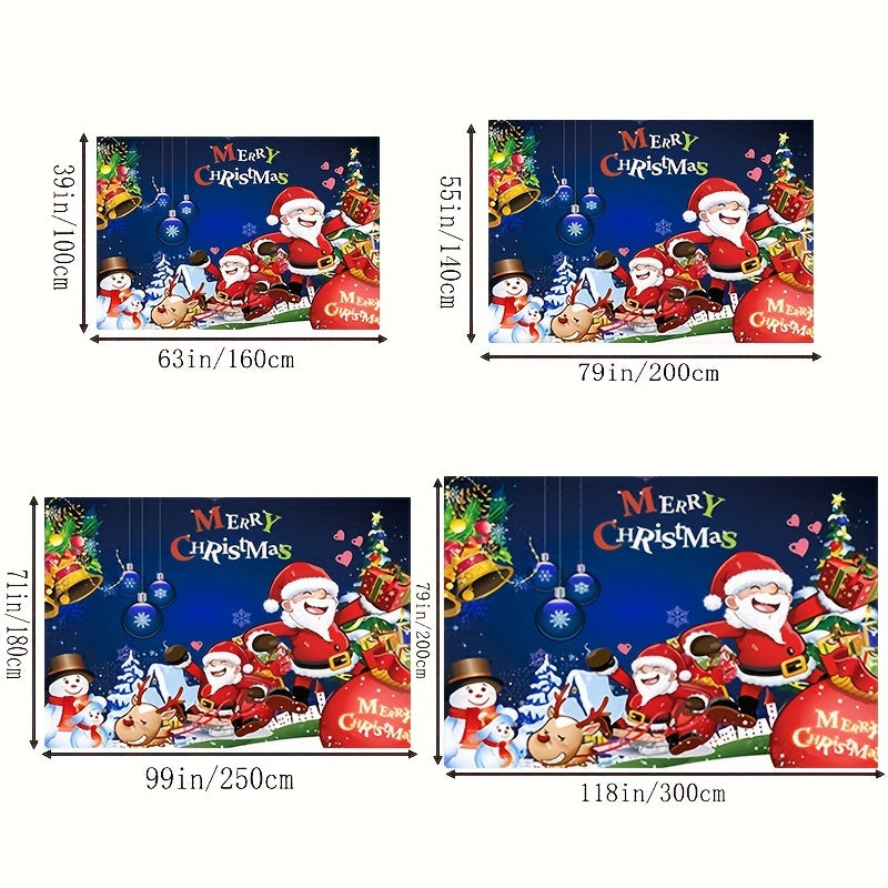Christmas Living Room Carpet Merry Christmas Cartoon Elk Santa Claus Snowman Rug