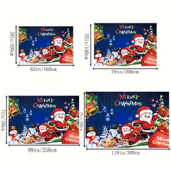 Christmas Living Room Carpet Merry Christmas Cartoon Elk Santa Claus Snowman Rug