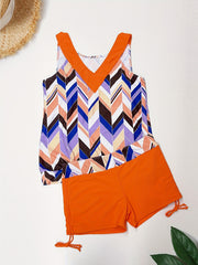 Geometric Print Plus Size Tankini Set