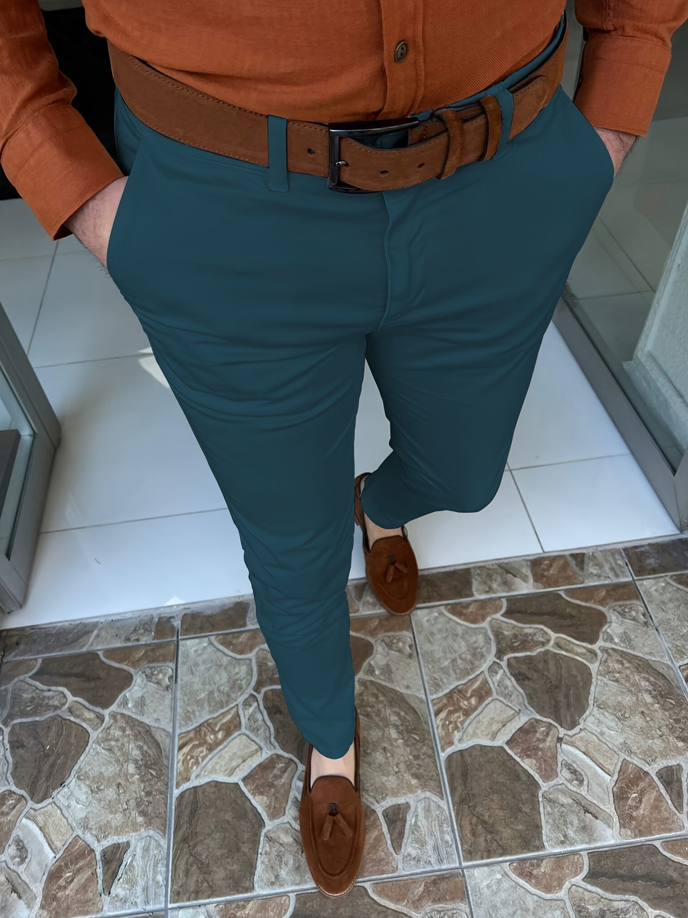 Vintage Style Stretch Dress Pants for Men