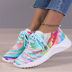 Women's Breathable Knit Sneakers Lightweight Lace Up Shoes